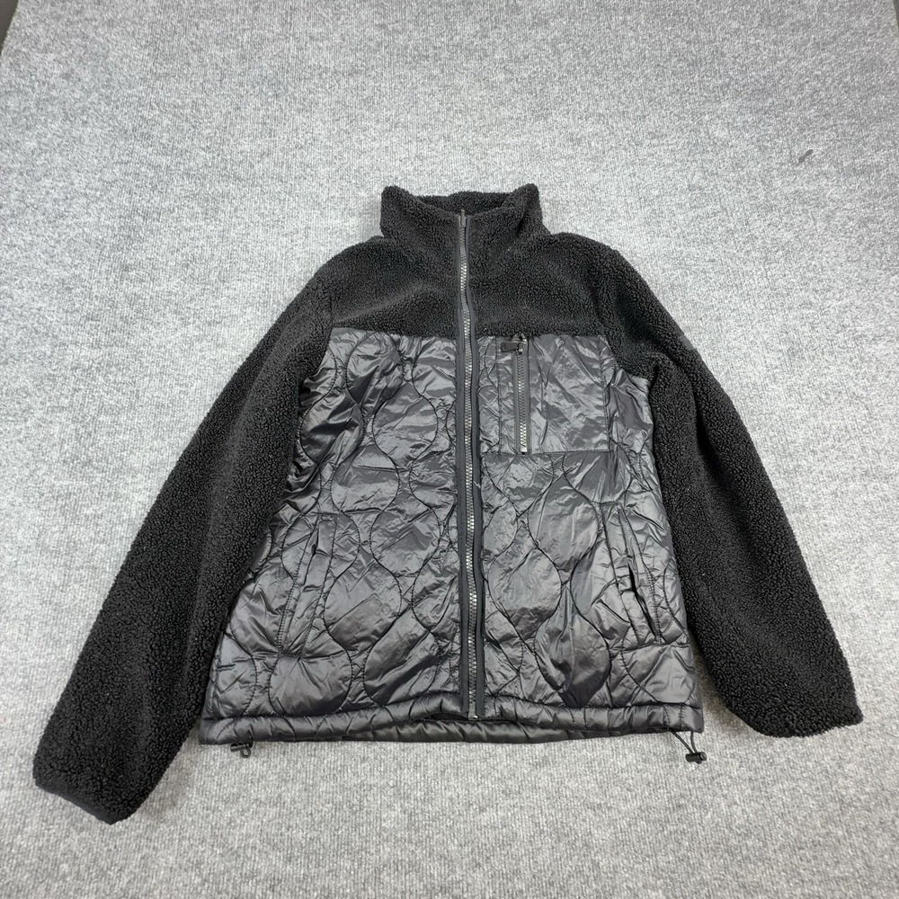 Koolaburra By UGG Jacket Womens Small Black Quilted Sherpa Fleece Zip Pockets